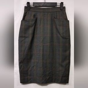 Vintage 80s Ann Tayloy 100% Wool Plaid Tweed Skirt Women's 6 Retro Office Career